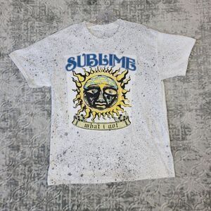 Sublime Shirt Men's Large White Sun Mushrooms What I Got Logo Graphic Tee Band